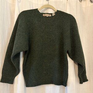 Perry Ellis Women's Green Heather Wool Crew Neck Sweater, Size S